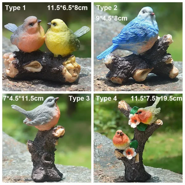 Lifelike Bird Statue Sparrow On Branch Kingfisher Figurine Animal Sculpture Bonsai Decoration Fairy Garden Micro Landscape Resin 6