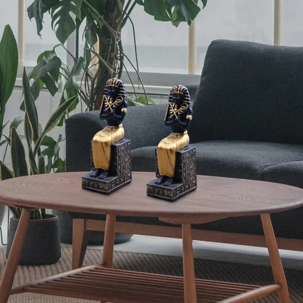 2 Pieces Pharaoh Figurine Sculpture Collectible Artware for Desktop 3