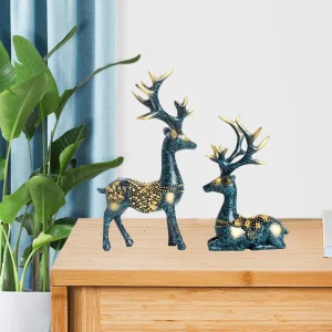 Deer Figurines Home Decor Crafts Tabletop Decor Gift Souvenir Resin Sculpture Statue for Bookshelf Car Office Indoor Hotel 1