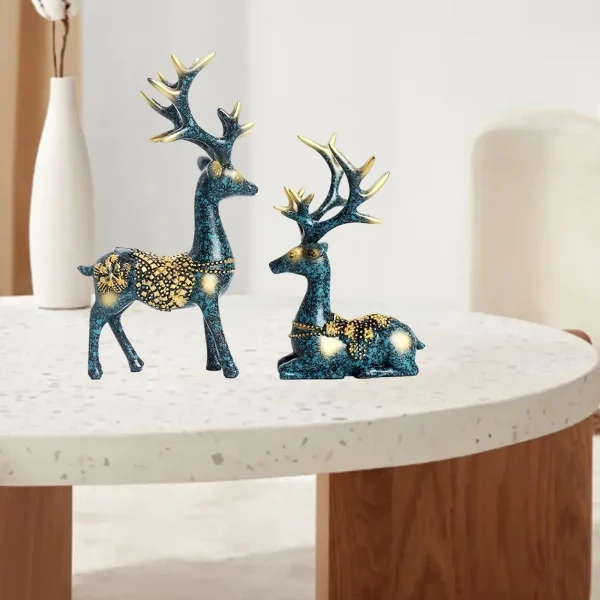 Deer Figurines Home Decor Crafts Tabletop Decor Gift Souvenir Resin Sculpture Statue for Bookshelf Car Office Indoor Hotel 3