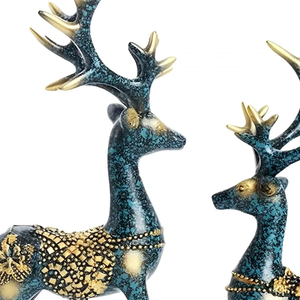 Deer Figurines Home Decor Crafts Tabletop Decor Gift Souvenir Resin Sculpture Statue for Bookshelf Car Office Indoor Hotel 5