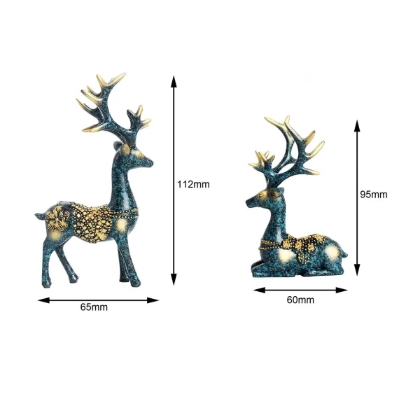 Deer Figurines Home Decor Crafts Tabletop Decor Gift Souvenir Resin Sculpture Statue for Bookshelf Car Office Indoor Hotel 6