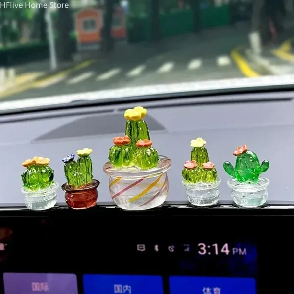 Mini Cactus Figurines Ornaments Cactus Bonsai Decor Sculptures and Figurines Desktop Ornament  Car Home Decoration 4