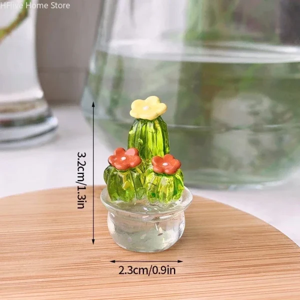 Mini Cactus Figurines Ornaments Cactus Bonsai Decor Sculptures and Figurines Desktop Ornament  Car Home Decoration 6