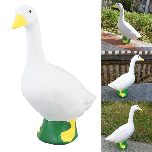 Resin Goose Figurine Lifelike Exquisite Craft Goose Statue Sculpture Ornament for Home Garden Porches Decoration 1