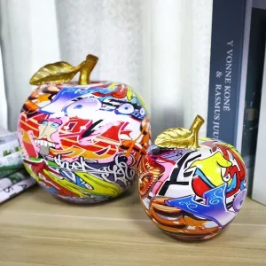 Aesthetic Apple Statue Nordic Creative Resin Fruit Figurine Graffiti Sculpture Desk Decor Luxury Living Room Decoration Ornament 1