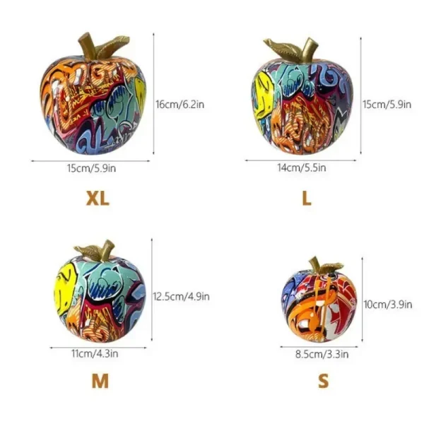 Aesthetic Apple Statue Nordic Creative Resin Fruit Figurine Graffiti Sculpture Desk Decor Luxury Living Room Decoration Ornament 6