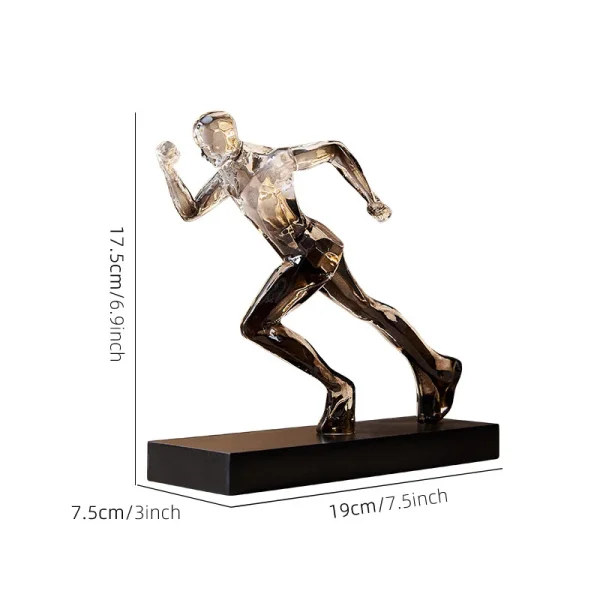 Exquisite Blue Crystal Sculpted Running Man Statue for Home & Office Decoration, Unique Crystal Runner Figurine, White Sculpture 5