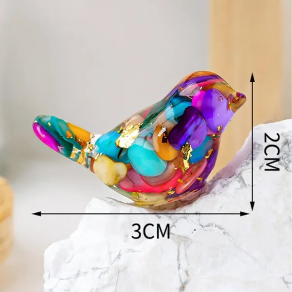 Natural Stone Colorful Bird Figurine Positive Healing Energy Hand-carved Faux Crystal Mini Bird Statue Home Office Desktop Decor 2
