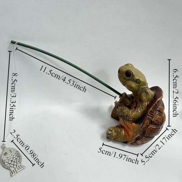 Creative Rope Fishing Turtle Statue Cute Simulation Turtle Resin Figurine Animal Sculpture Ornament Outdoor Home Garden Decor 3