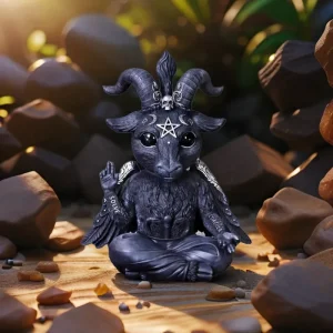1pc Halloween Mysterious Magic Goat Black Statue for Desktop Home Decor Ornaments Hand-Painted Figurine Garden Sculpture 1