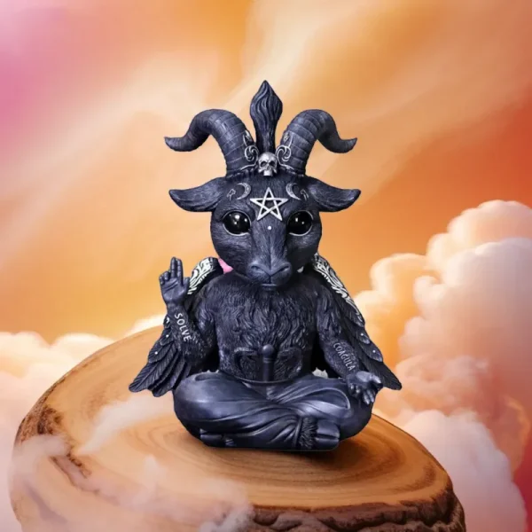 1pc Halloween Mysterious Magic Goat Black Statue for Desktop Home Decor Ornaments Hand-Painted Figurine Garden Sculpture 2