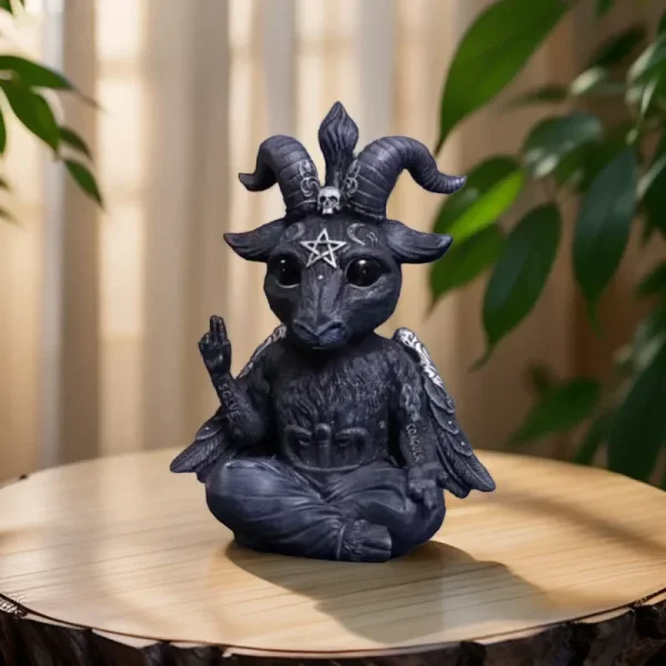1pc Halloween Mysterious Magic Goat Black Statue for Desktop Home Decor Ornaments Hand-Painted Figurine Garden Sculpture 3