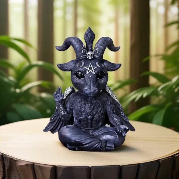 1pc Halloween Mysterious Magic Goat Black Statue for Desktop Home Decor Ornaments Hand-Painted Figurine Garden Sculpture 4