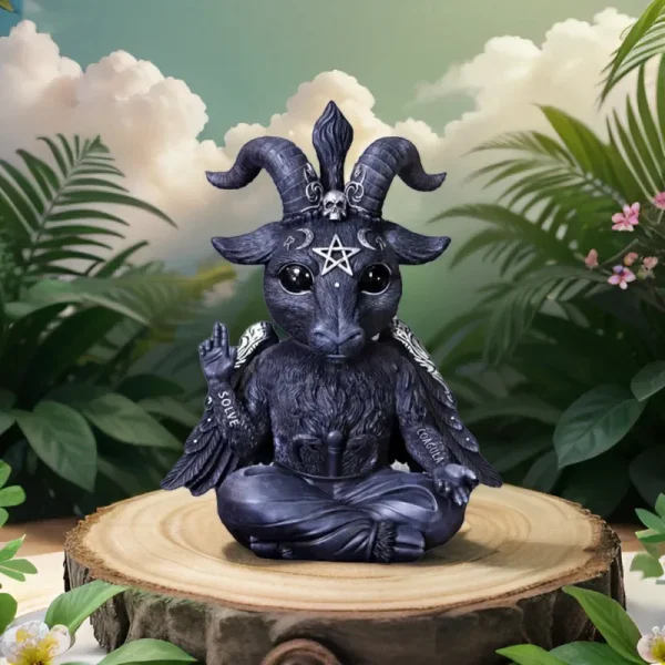 1pc Halloween Mysterious Magic Goat Black Statue for Desktop Home Decor Ornaments Hand-Painted Figurine Garden Sculpture 5