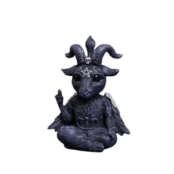 1pc Halloween Mysterious Magic Goat Black Statue for Desktop Home Decor Ornaments Hand-Painted Figurine Garden Sculpture 6