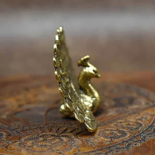 Brass Peacock Statue Vintage Animal Figurine Tabletop Decoration Crafts Home Decor 2