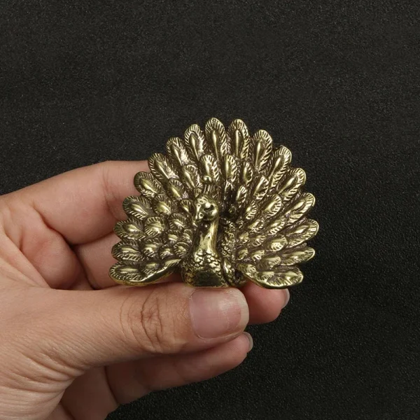 Brass Peacock Statue Vintage Animal Figurine Tabletop Decoration Crafts Home Decor 4