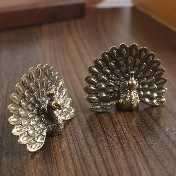 Brass Peacock Statue Vintage Animal Figurine Tabletop Decoration Crafts Home Decor 5