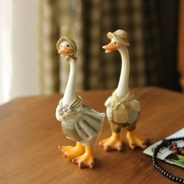 2/Pack of Resin Duck Figurine Miniature Duck for Fairy Garden Home Office Resin Artificial Duck Statue Model Sculpture Decor 1