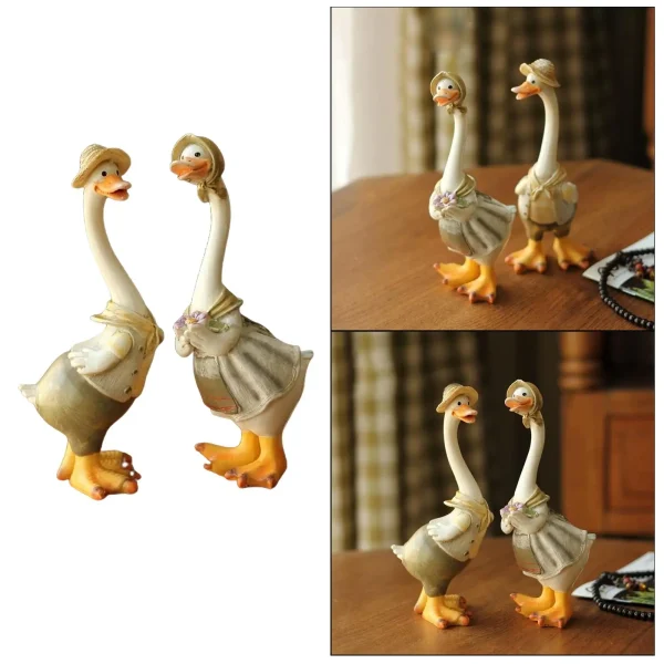 2/Pack of Resin Duck Figurine Miniature Duck for Fairy Garden Home Office Resin Artificial Duck Statue Model Sculpture Decor 3