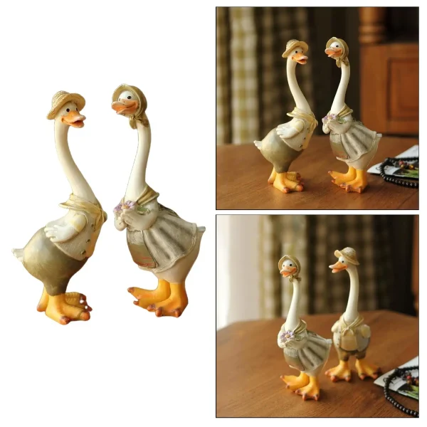 2/Pack of Resin Duck Figurine Miniature Duck for Fairy Garden Home Office Resin Artificial Duck Statue Model Sculpture Decor 4