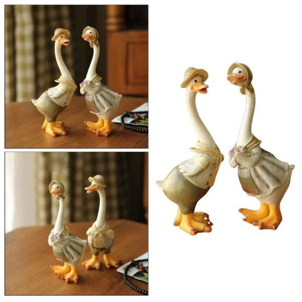 2/Pack of Resin Duck Figurine Miniature Duck for Fairy Garden Home Office Resin Artificial Duck Statue Model Sculpture Decor 5