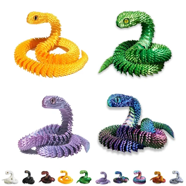 3D Printed Snake Movable Joint Simulation Snake Figurine Creative Home Office Desktop Ornament 2025 New Year Gifts Crafts Gift 1