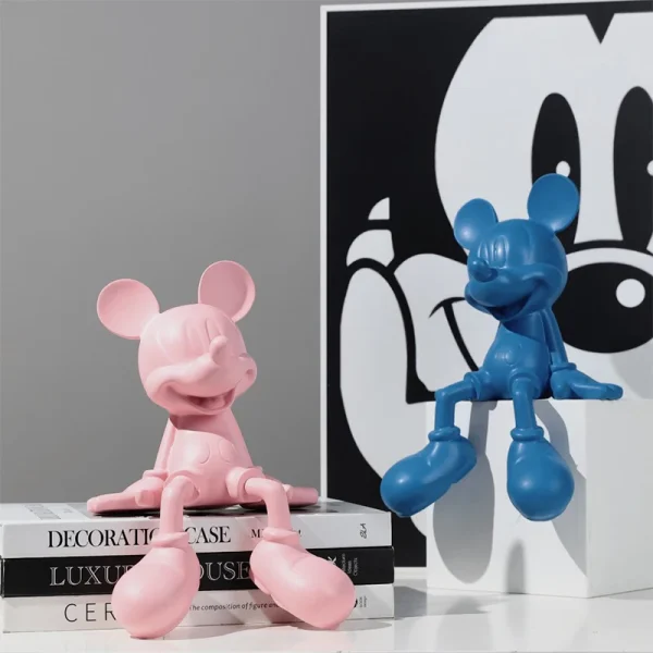 Cartoon Disneys Mickeys Mouse Statue Resin Sitting Mickeys Sculpture Figurines Fashion Brand Ornament Office Home Interior Decor 5