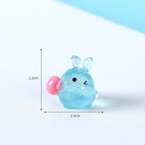 Kawaii Mini Resin Rabbit Cartoon Bunny Miniatures Terrarium Figurines Luminous Ornament Car Home Decoration Accessories 6