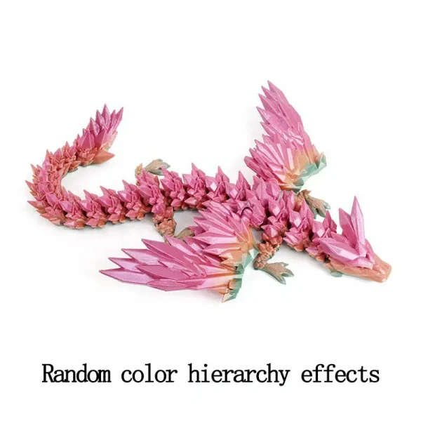 3D Printed Dragon Colorful Gem Dragon Figurines Movable Joint Rotatable Articulated Dragon Crafts Desktop Western Style Ornament 3