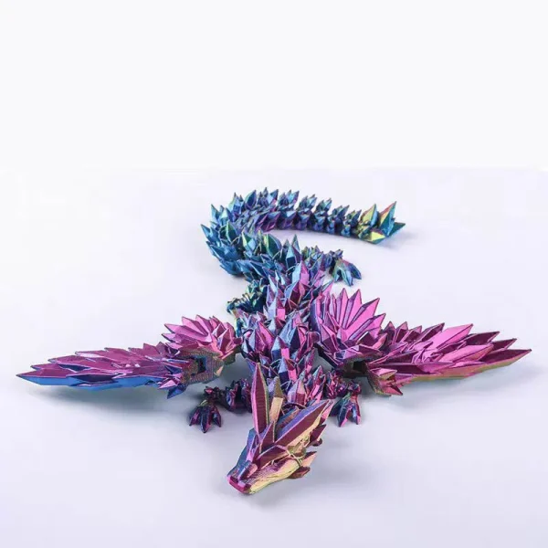 3D Printed Dragon Colorful Gem Dragon Figurines Movable Joint Rotatable Articulated Dragon Crafts Desktop Western Style Ornament 5