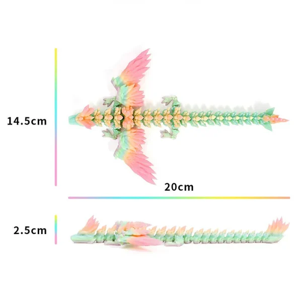 3D Printed Dragon Colorful Gem Dragon Figurines Movable Joint Rotatable Articulated Dragon Crafts Desktop Western Style Ornament 6
