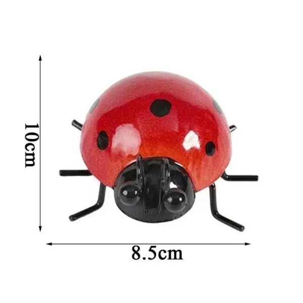 1pcs New Mini Metal Ladybug Beetle Fence Hanger Wall Hanging Ornament for Outdoor Patio Garden Figurine Sculpture Home Decor 5