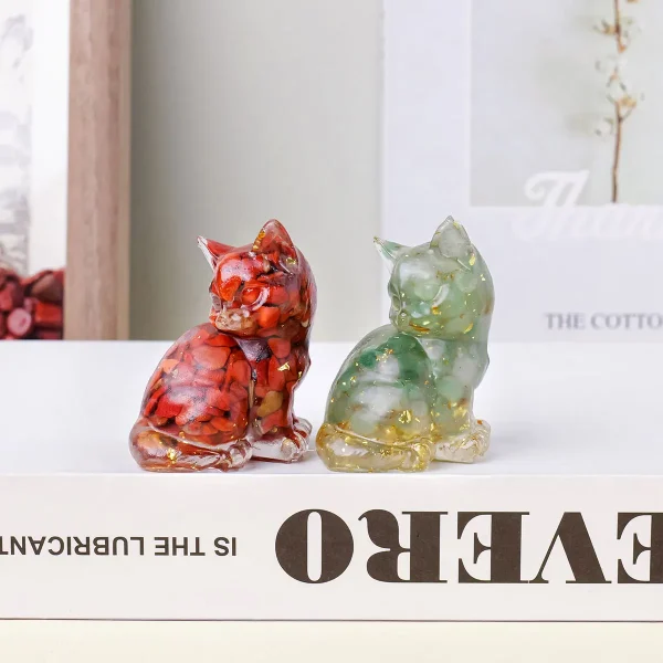 1PC Natural Crystal Stone Clovely Cat Statue Reiki Stone Figurine Amulet Fengshui Sculpture for Home Office Decoration 5