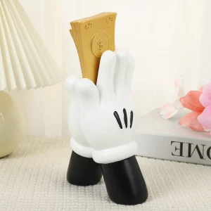 Aesthetic Cartoon Hand Figure Resin Money Statue Figurine Modern Designer Sculpture Luxury Livingroom Decoration Room Accessory 1