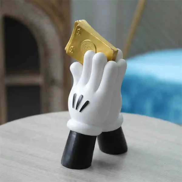 Aesthetic Cartoon Hand Figure Resin Money Statue Figurine Modern Designer Sculpture Luxury Livingroom Decoration Room Accessory 3