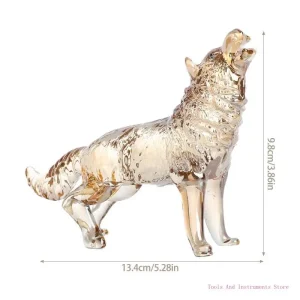 Handcrafteds Crystals Glass Wolf Figurine Howlings Animal Sculpture Collectible C7AC 1