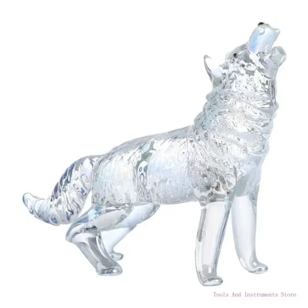 Handcrafteds Crystals Glass Wolf Figurine Howlings Animal Sculpture Collectible C7AC 4