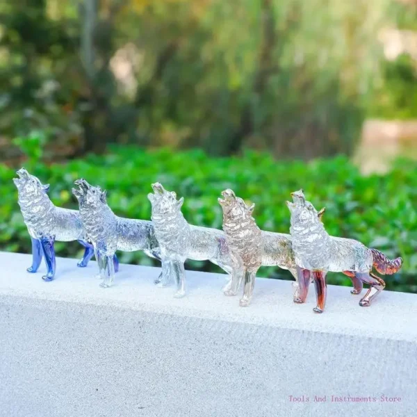 Handcrafteds Crystals Glass Wolf Figurine Howlings Animal Sculpture Collectible C7AC 5