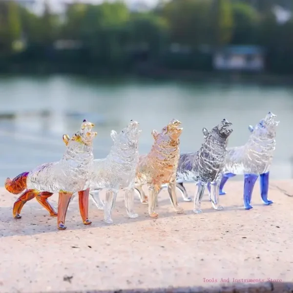 Handcrafteds Crystals Glass Wolf Figurine Howlings Animal Sculpture Collectible C7AC 6