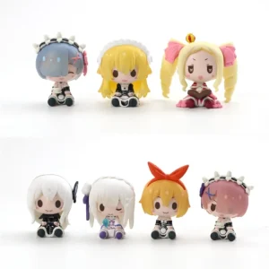 Cute Re Zero Rem Figure Mini Emilia Ram Statue Kawaii Anime Re:Zero Figurine Sculpture Home Decoration Ornament Desk Accessories 1