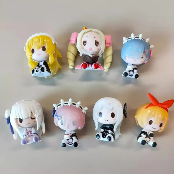 Cute Re Zero Rem Figure Mini Emilia Ram Statue Kawaii Anime Re:Zero Figurine Sculpture Home Decoration Ornament Desk Accessories 3