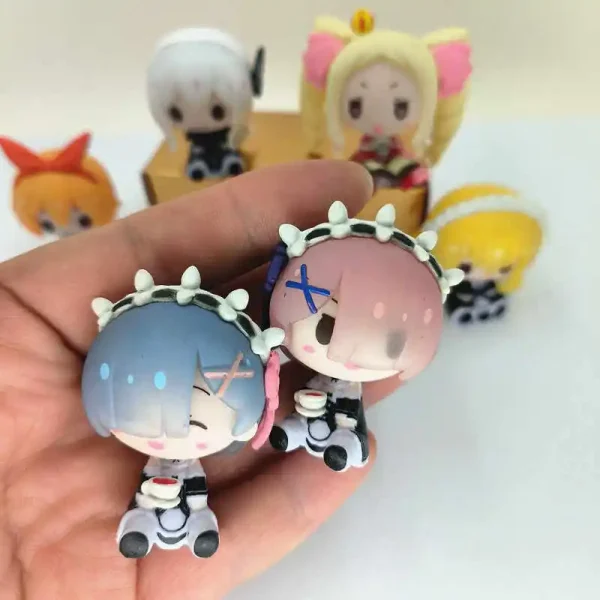 Cute Re Zero Rem Figure Mini Emilia Ram Statue Kawaii Anime Re:Zero Figurine Sculpture Home Decoration Ornament Desk Accessories 4