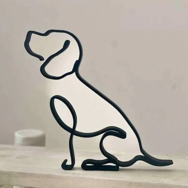 Dog Art Sculpture Metal Dog Abstract Minimalist Art Iron Figurines Office Desktop Accessories For Home Decoration Cute Miniature 6