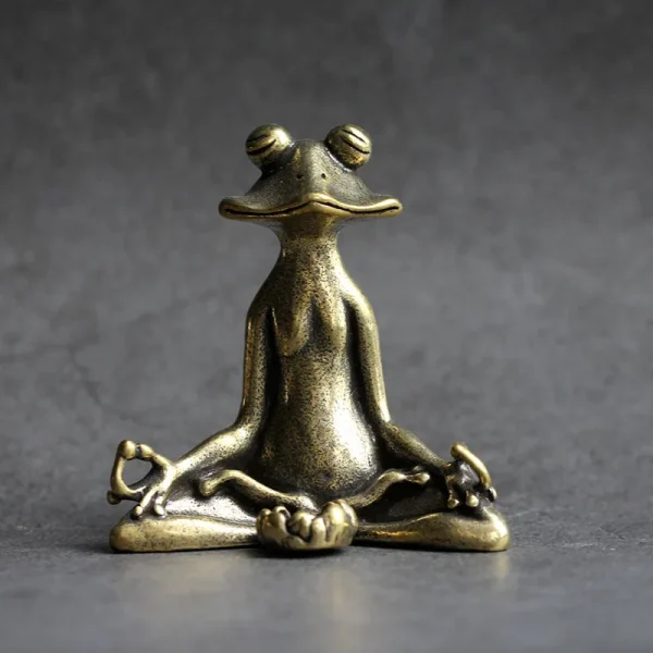 Antique Brass Meditation Zen Frog Statue Ornament Copper Animal Sculpture Incense Burner Home Desk Decorations Tea Pet 1
