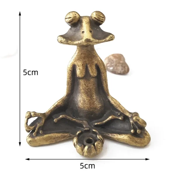 Antique Brass Meditation Zen Frog Statue Ornament Copper Animal Sculpture Incense Burner Home Desk Decorations Tea Pet 6