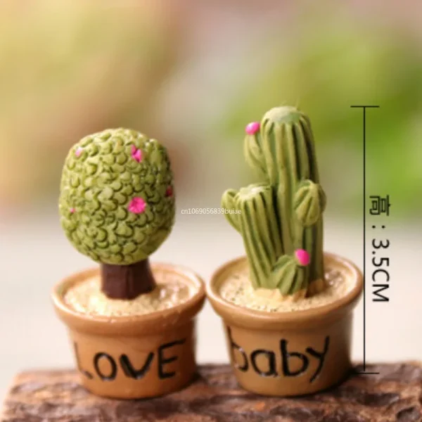 1pcs Kawaii Resin Mini 3D Cactus DIY Flatback Miniature Dollhouse Items Statues Desk Accessories Figures Sculptures Figurines 4