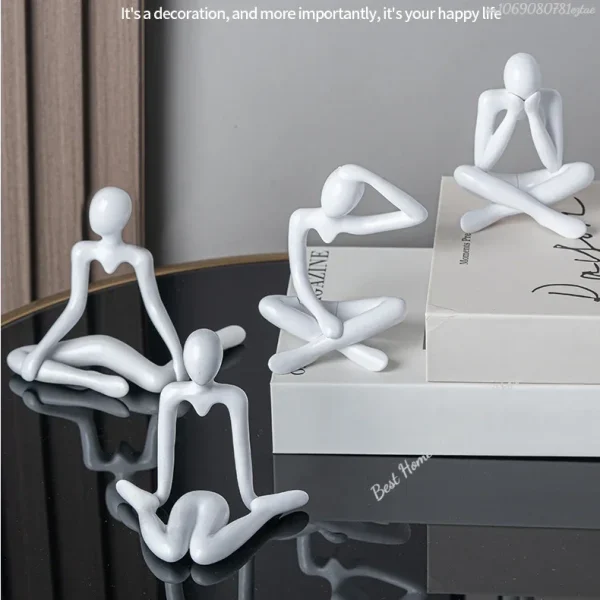 1pc Plastic Thinker Statues Abstract Mini Characters Figurines Home Office Study Room Bookshelf Decor Accessories 1