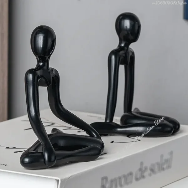 1pc Plastic Thinker Statues Abstract Mini Characters Figurines Home Office Study Room Bookshelf Decor Accessories 3